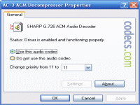 Sharp G.726 Codec screenshot